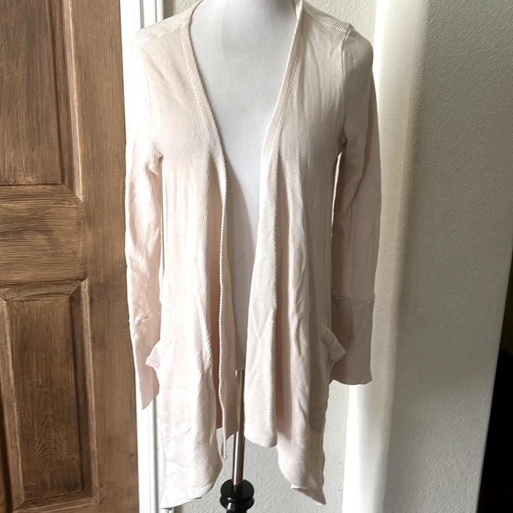 Splendid Open Waffle Knit Cardigan Thermal Cotton Beach Coastal Medium Modal
